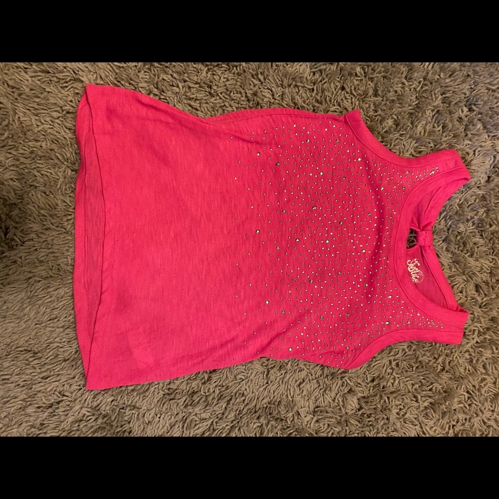 Pink Sequin Justice Size 8 Tank Top